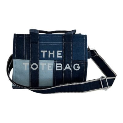 Τσάντα Χειρός Ώμου Navy Blue Στυλ Tote Λουράκι Μπροστά