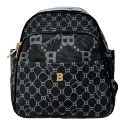 Γυναικείο Backpack Μαύρο με Μοτίβο “B” & Χρυσές Λεπτομέρειες